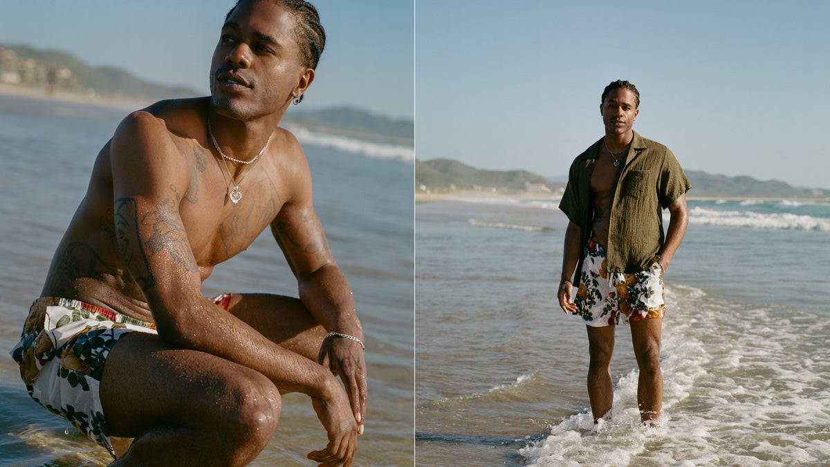 Patterned Swim Trunks