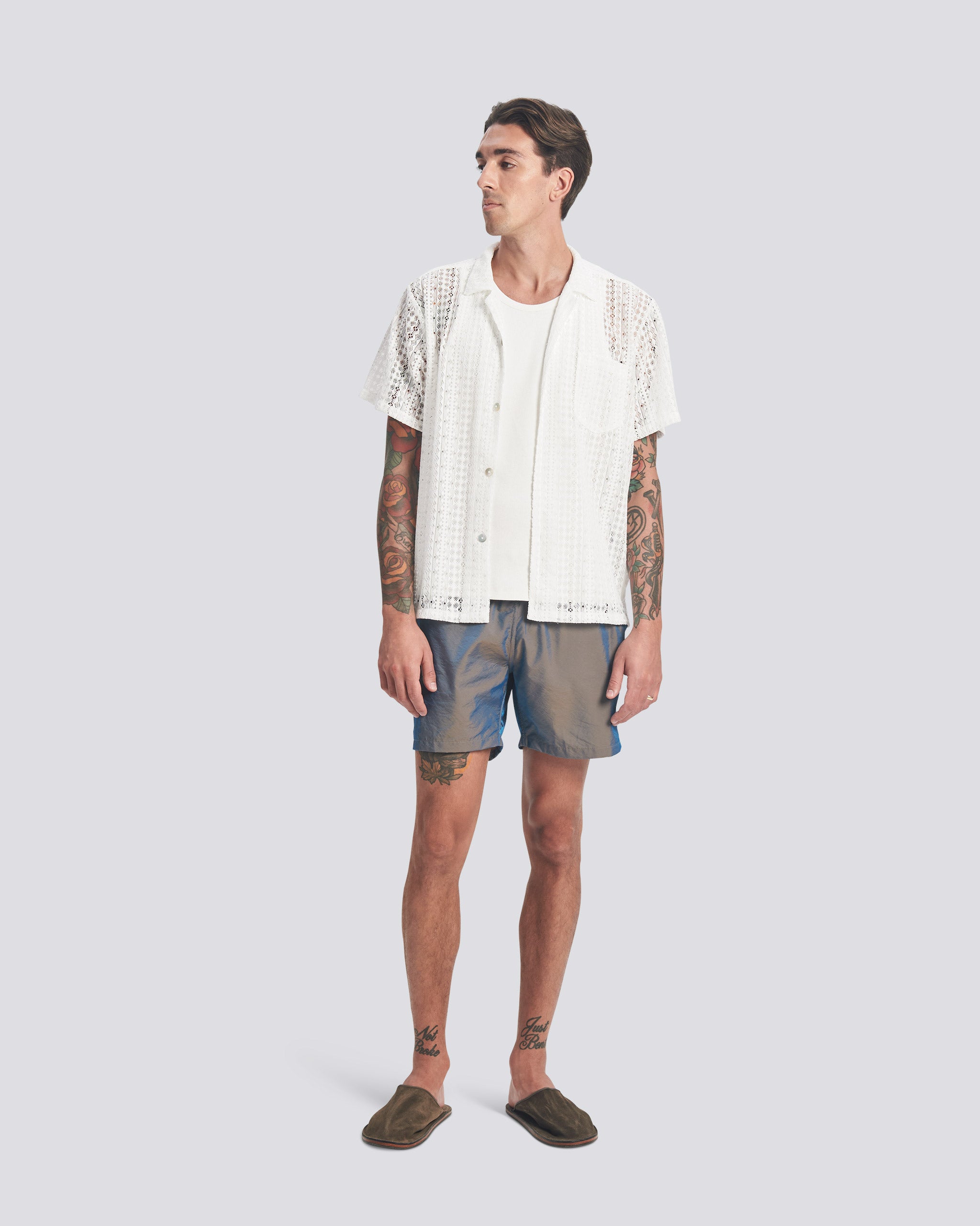 White Gonzo Lace Camp Shirt