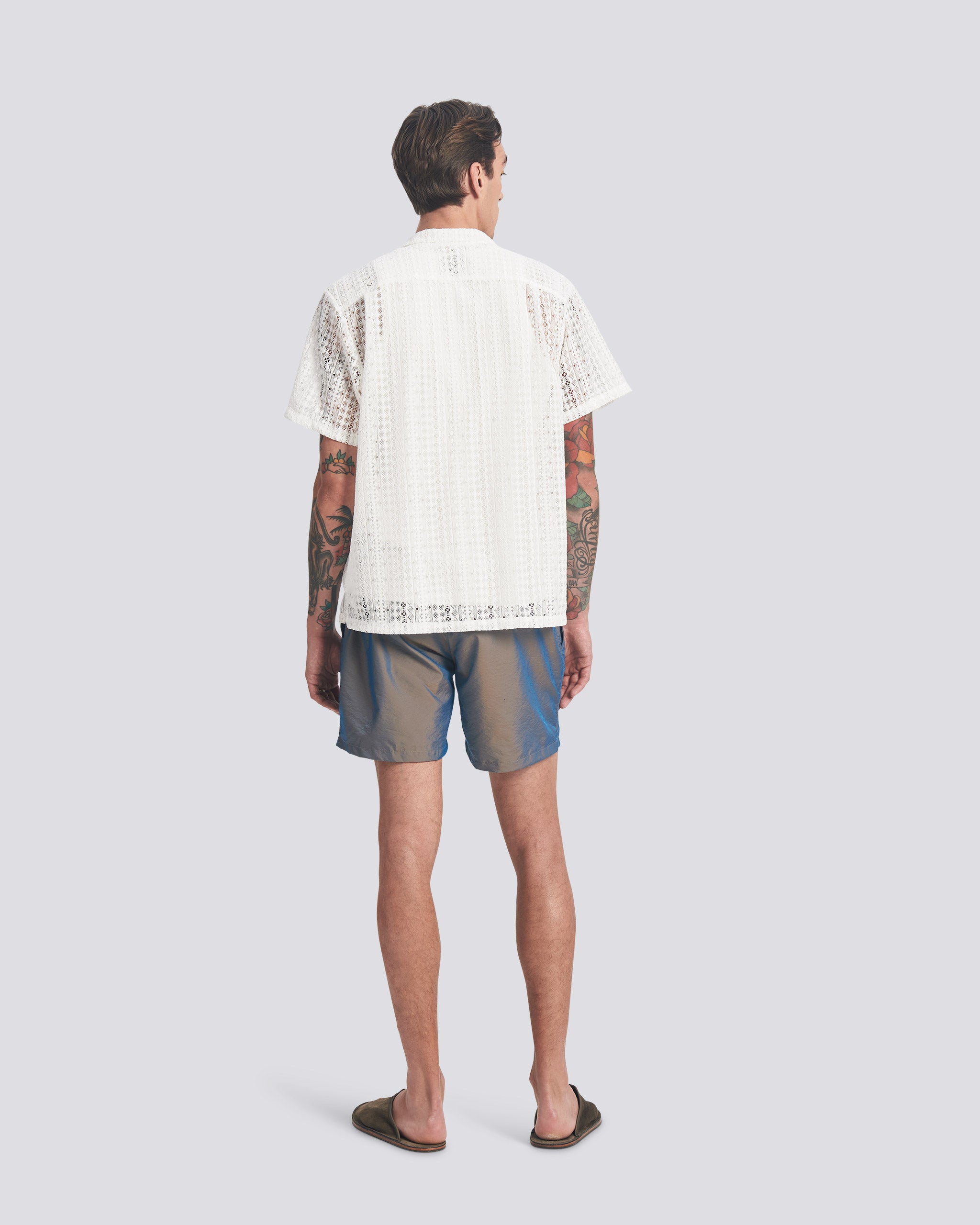 White Gonzo Lace Camp Shirt