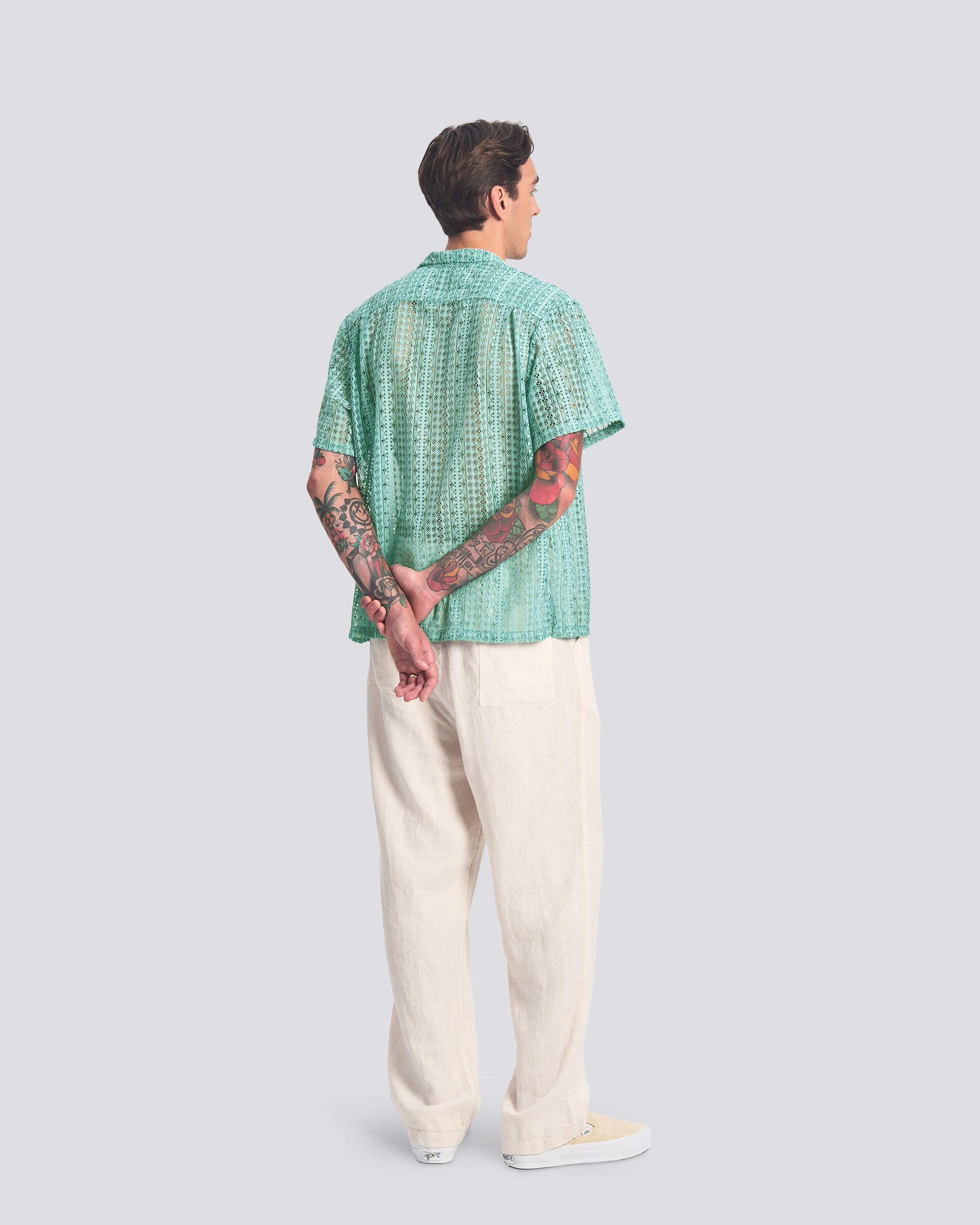 Aqua Gonzo Lace Camp Shirt