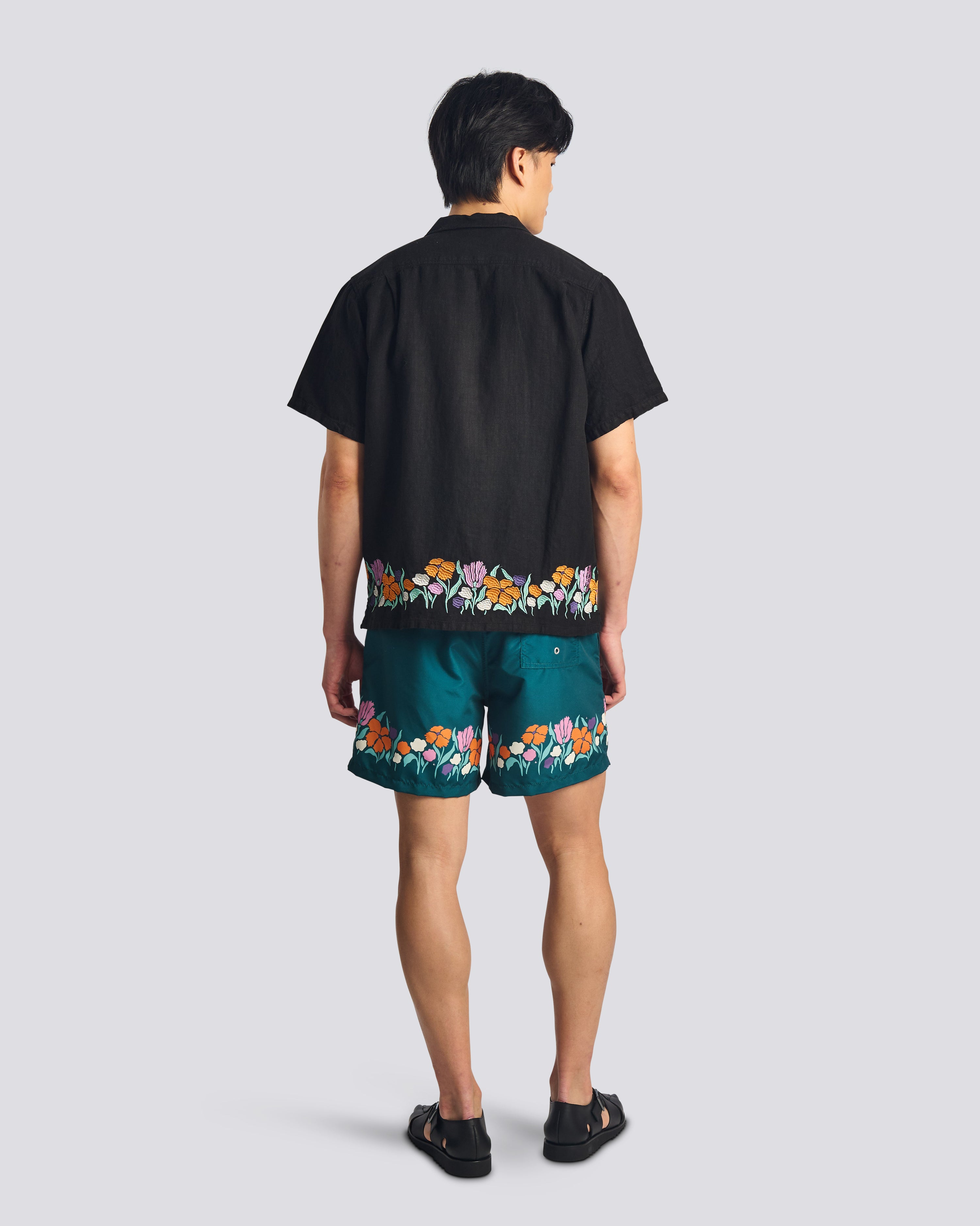 Black Lawn Linen Camp Shirt