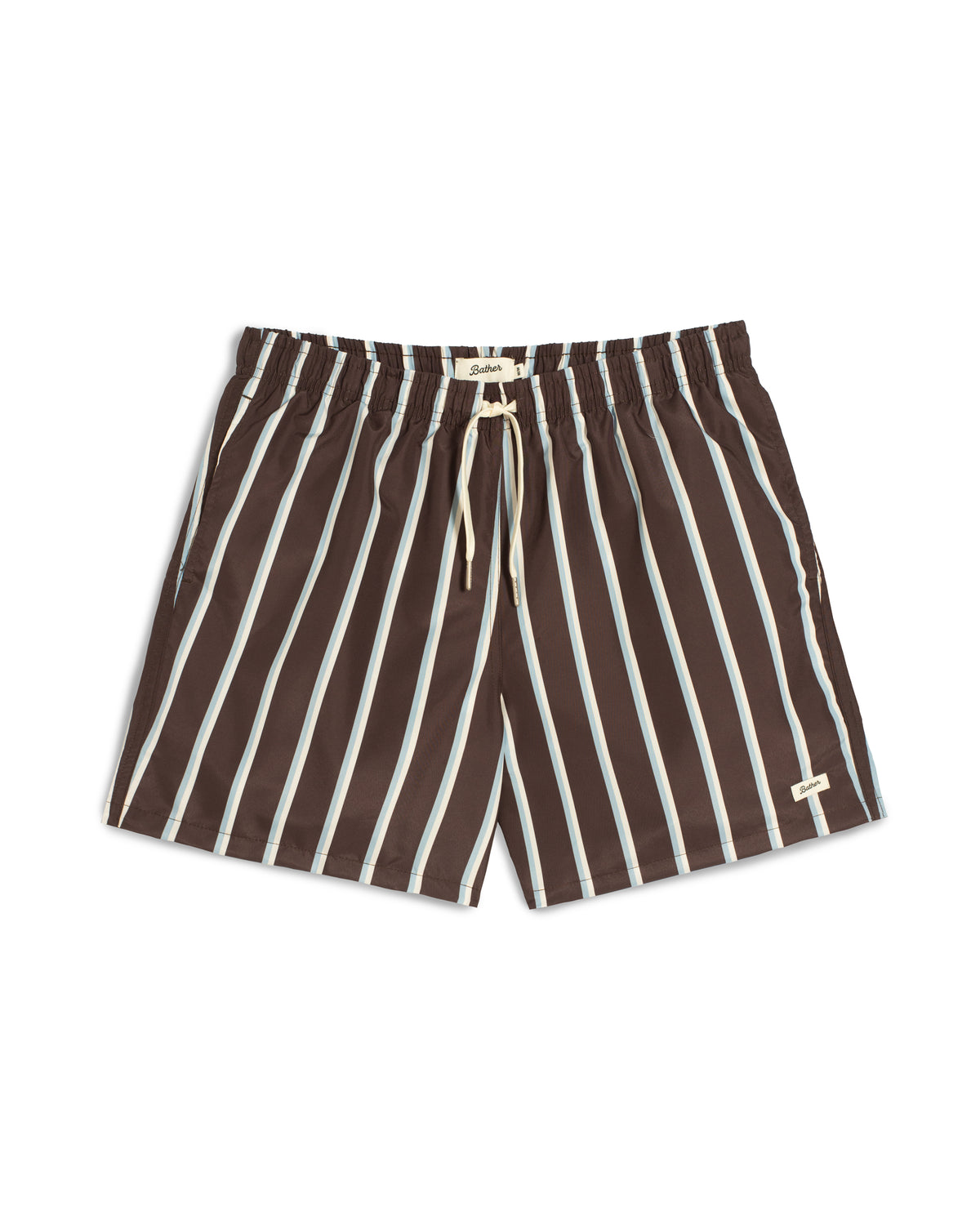 Brown & Blue Fine Stripe Swim Trunk