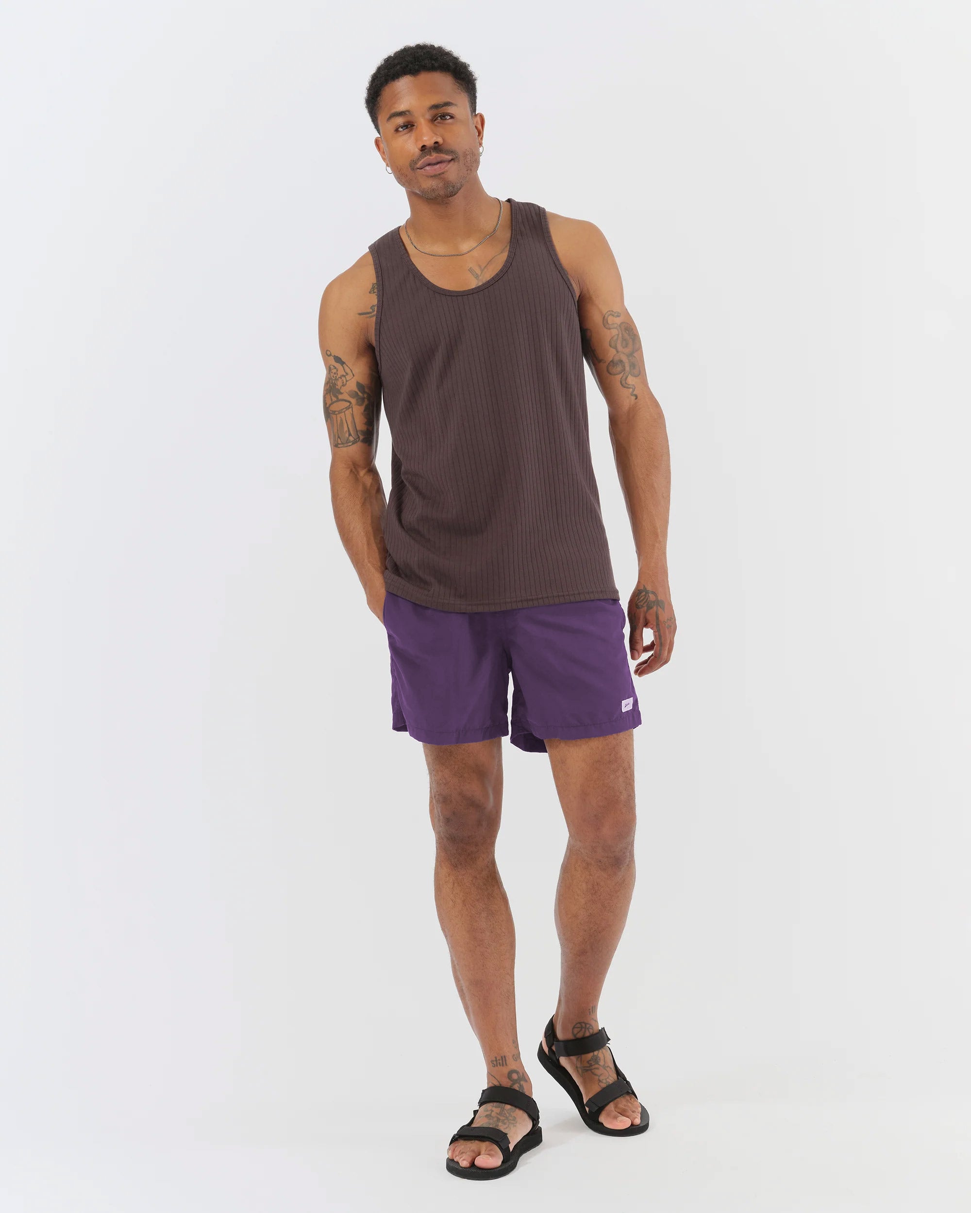 Solid Grape Swim Trunk