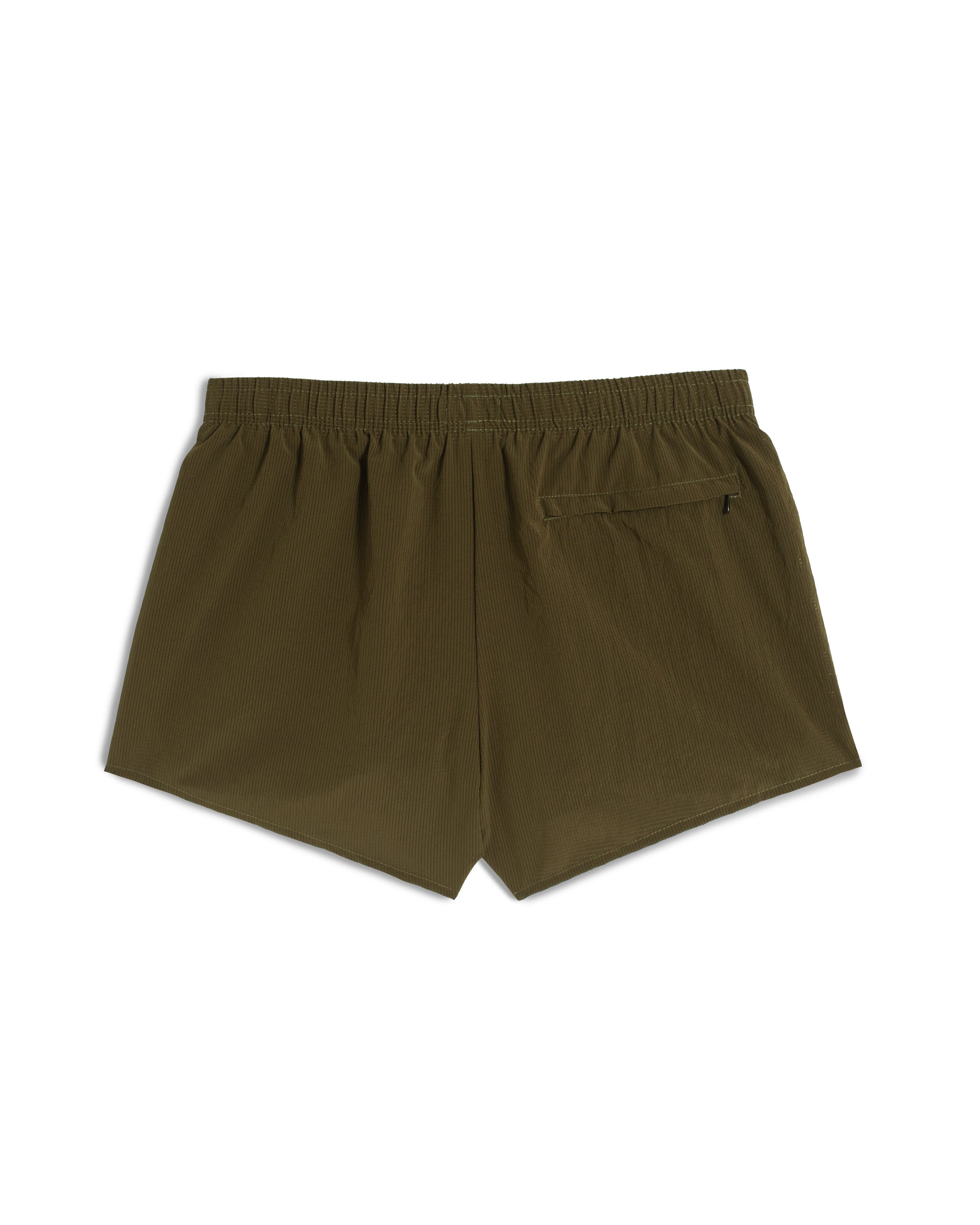 Back view of 3.5 inch inseam Bather Active Trunk in green featuring lightweight recycled Japanese DotAir nylon with stretch fabric and compression liner