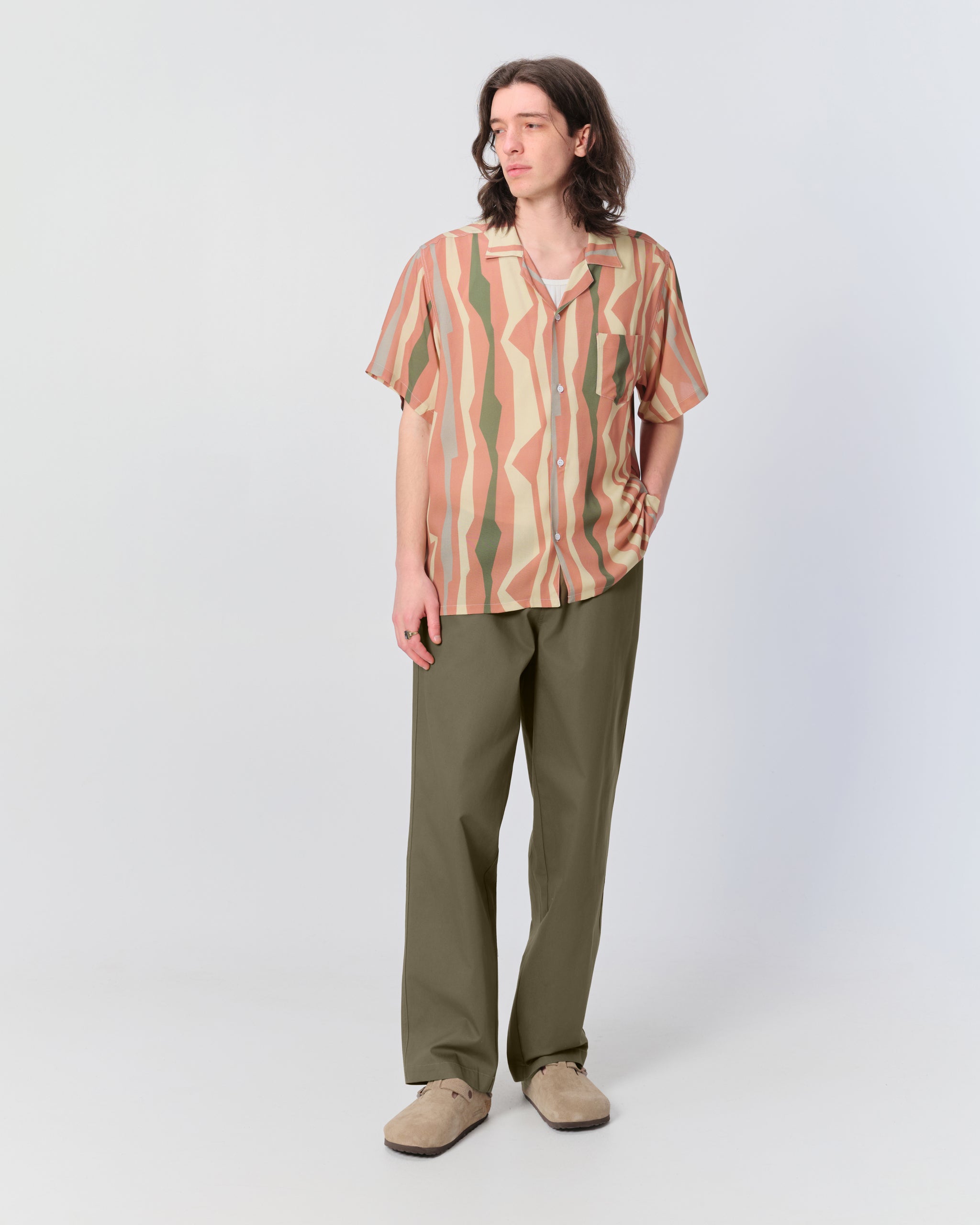 Olive Herringbone Leisure Pant