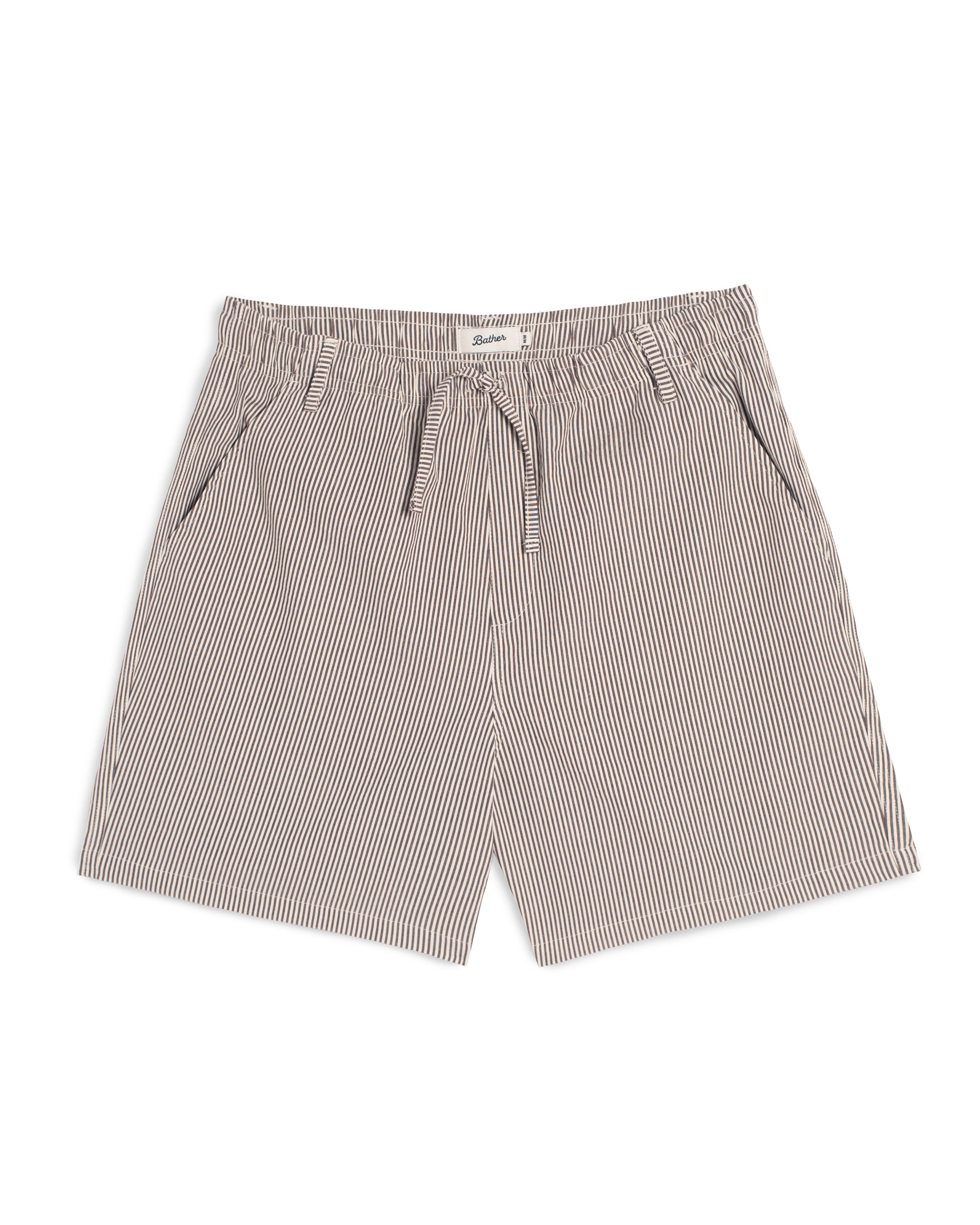 Bather men's brown pinstripe drawstring shorts