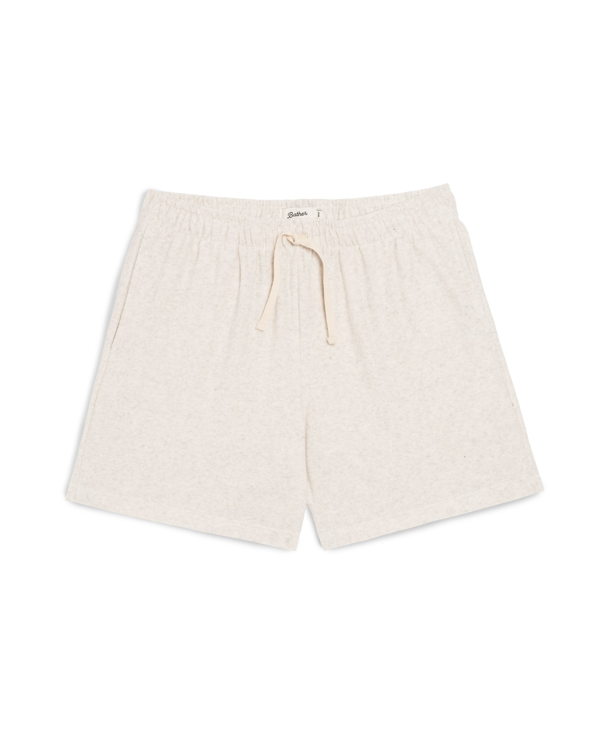 Bather men's cream towel terry drawstring short on a white background