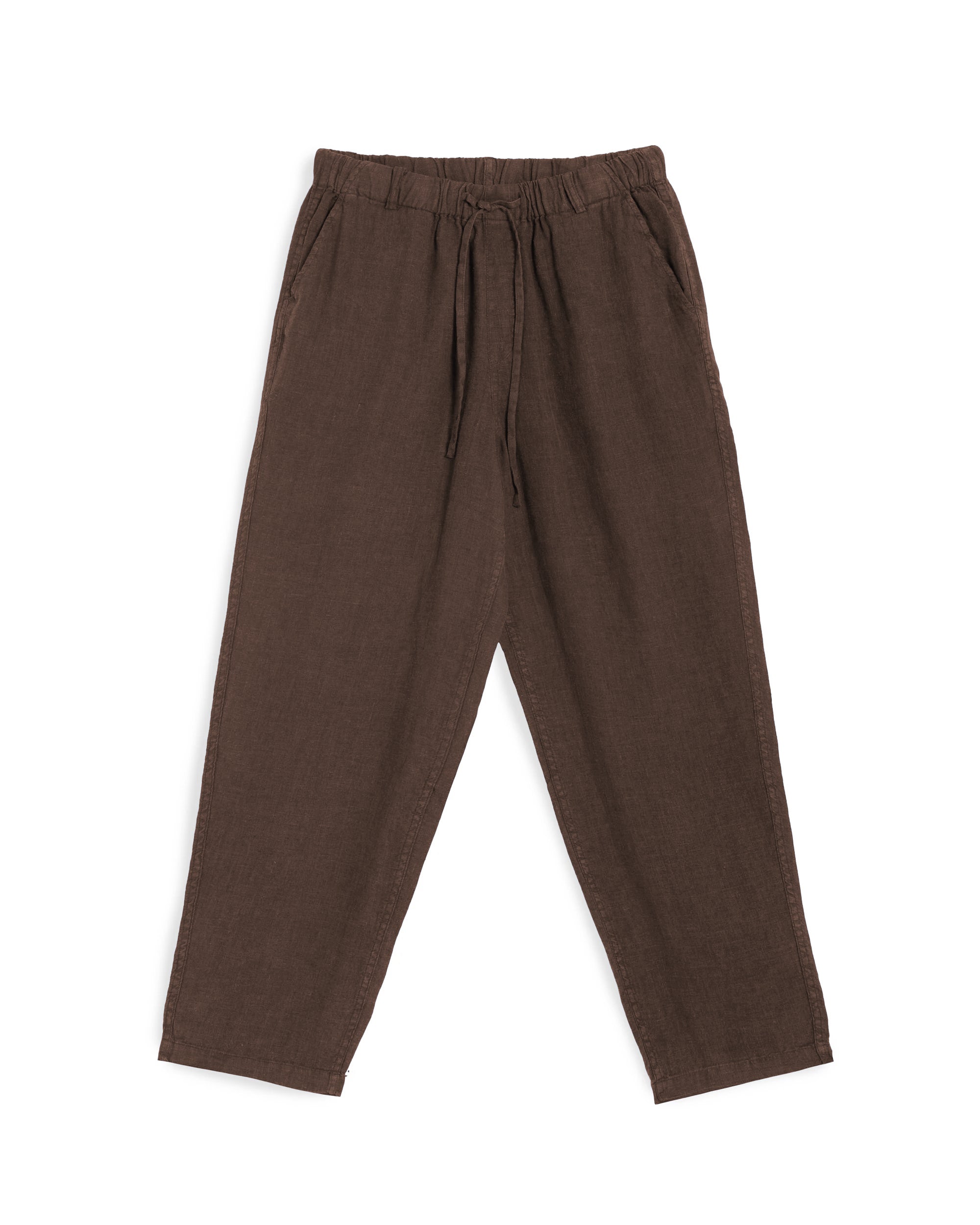 Bather brown linen leisure pant on white background