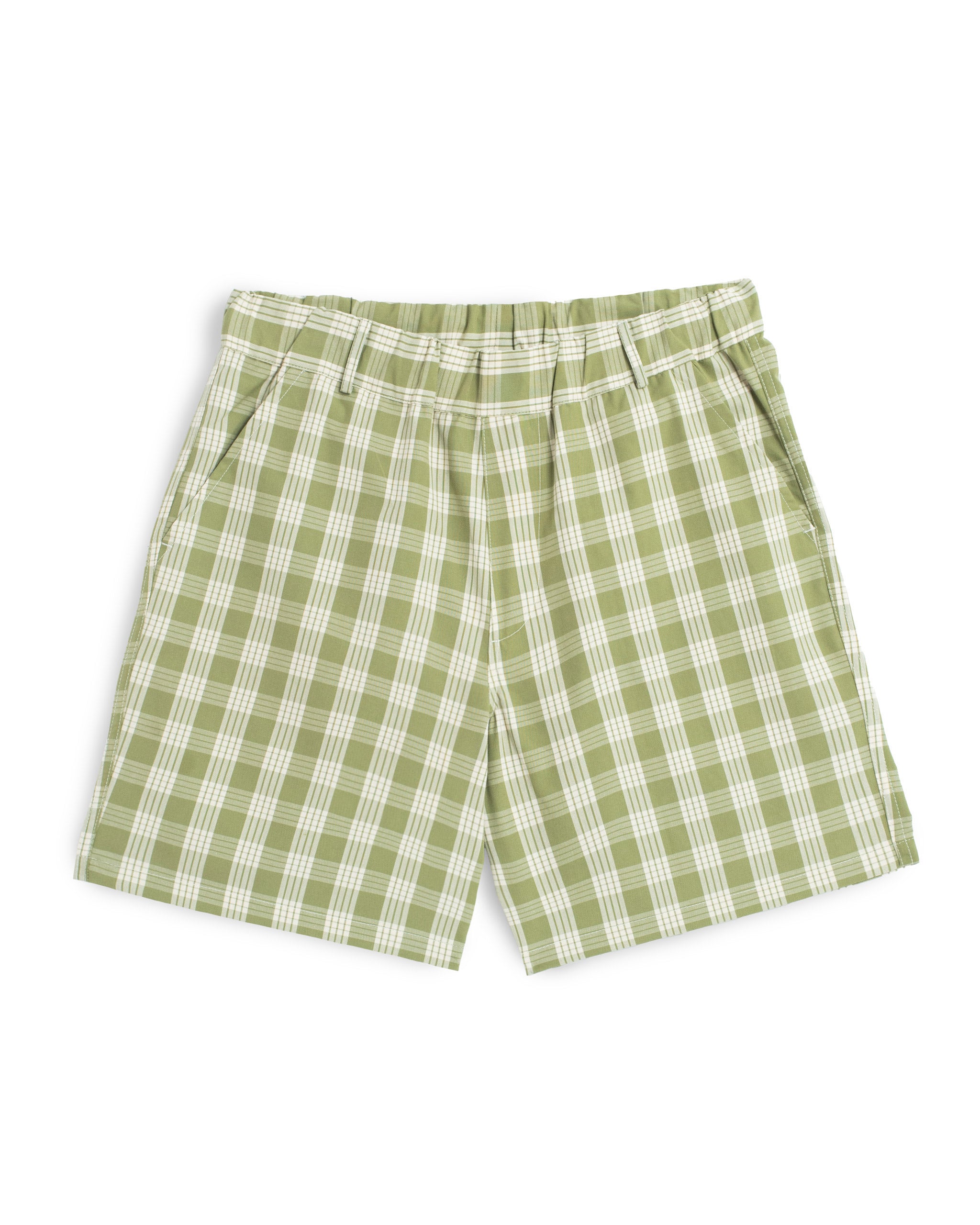 Bather men's green check shorts on a white background