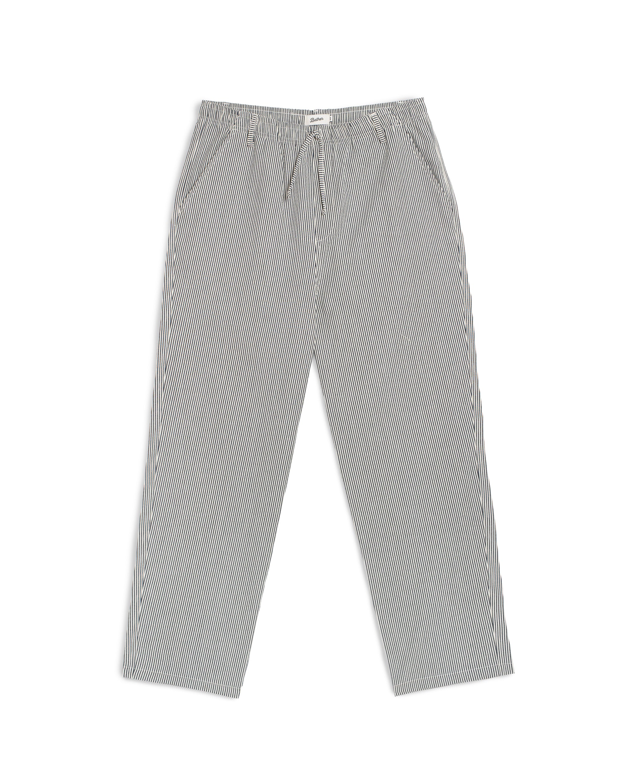 Bather men's navy pinstripe drawstring pant on a white background