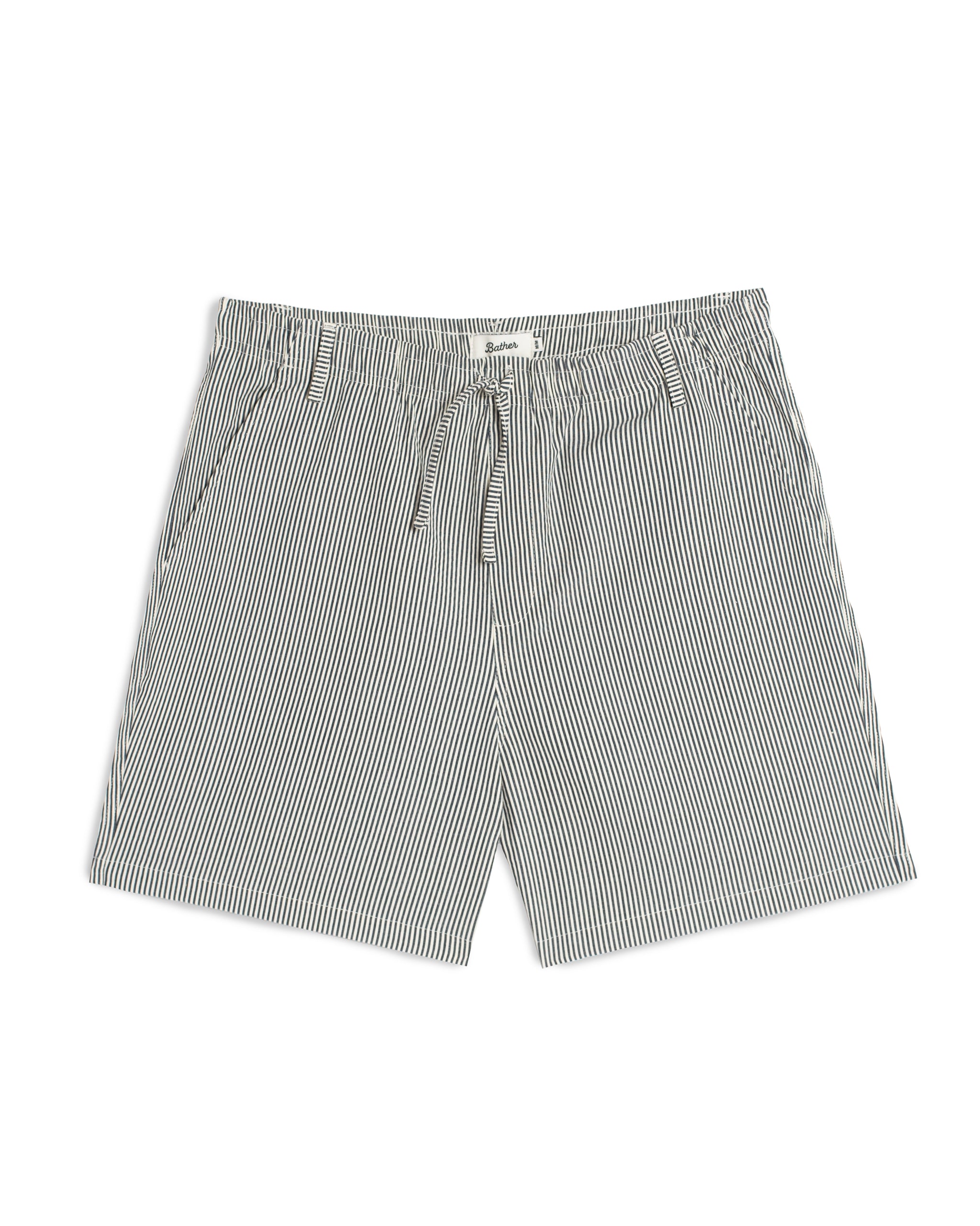 Bather men's navy pinstripe drawstring shorts on a white background