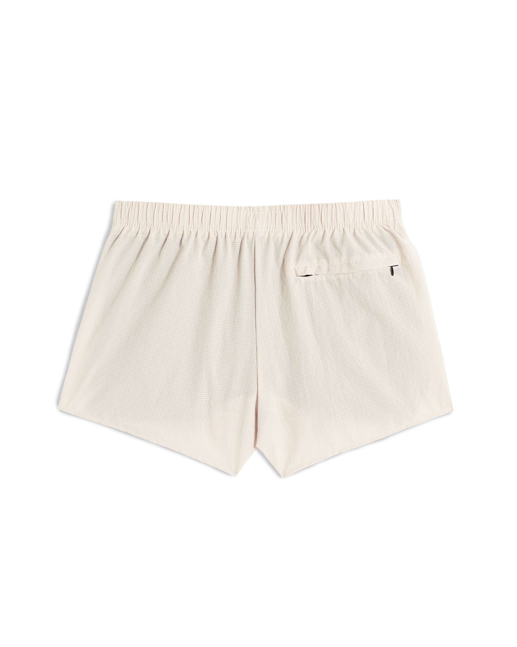 Back view of 3.5 inch inseam Bather Active Trunk in white featuring lightweight recycled Japanese DotAir nylon with stretch fabric and compression liner