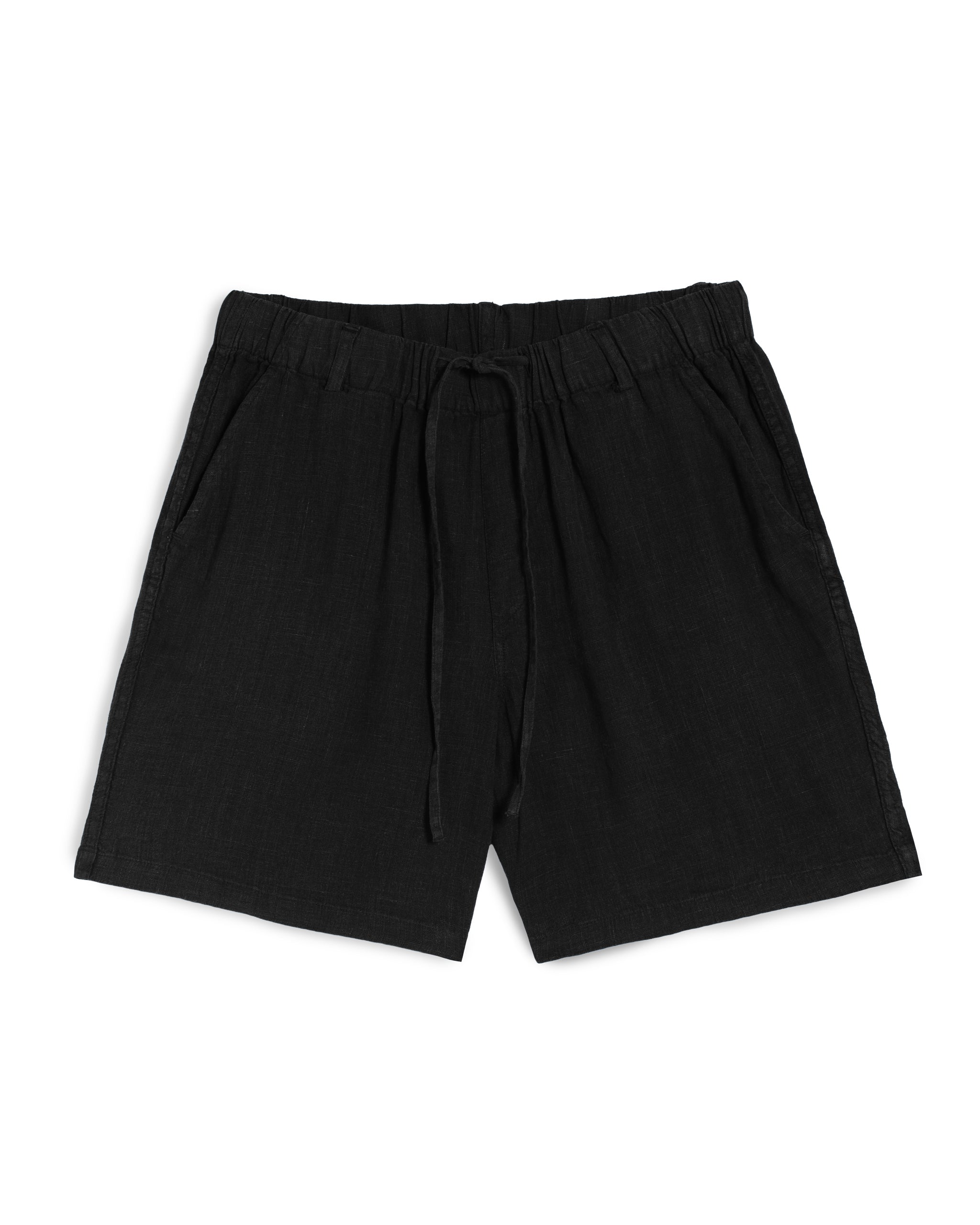 Bather men's black linen shorts on white background