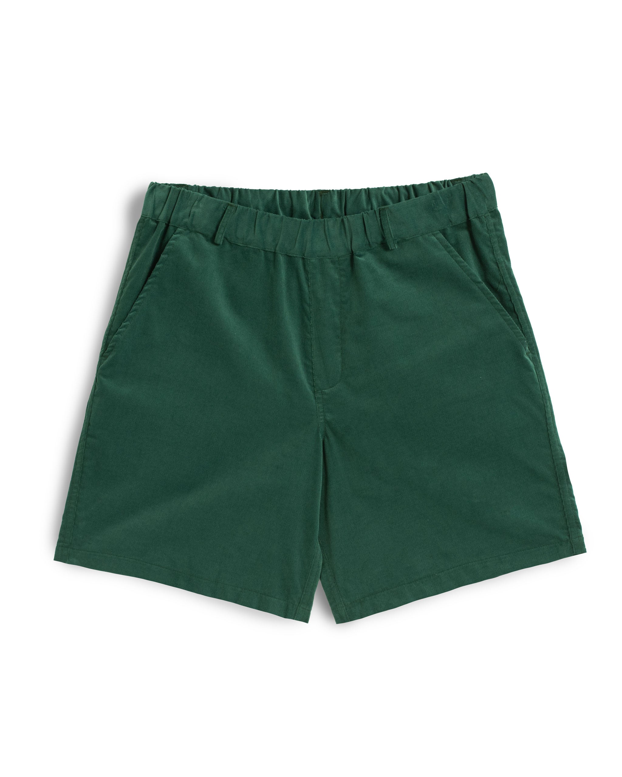 Bather men's forest green cotton corduroy shorts on a white background