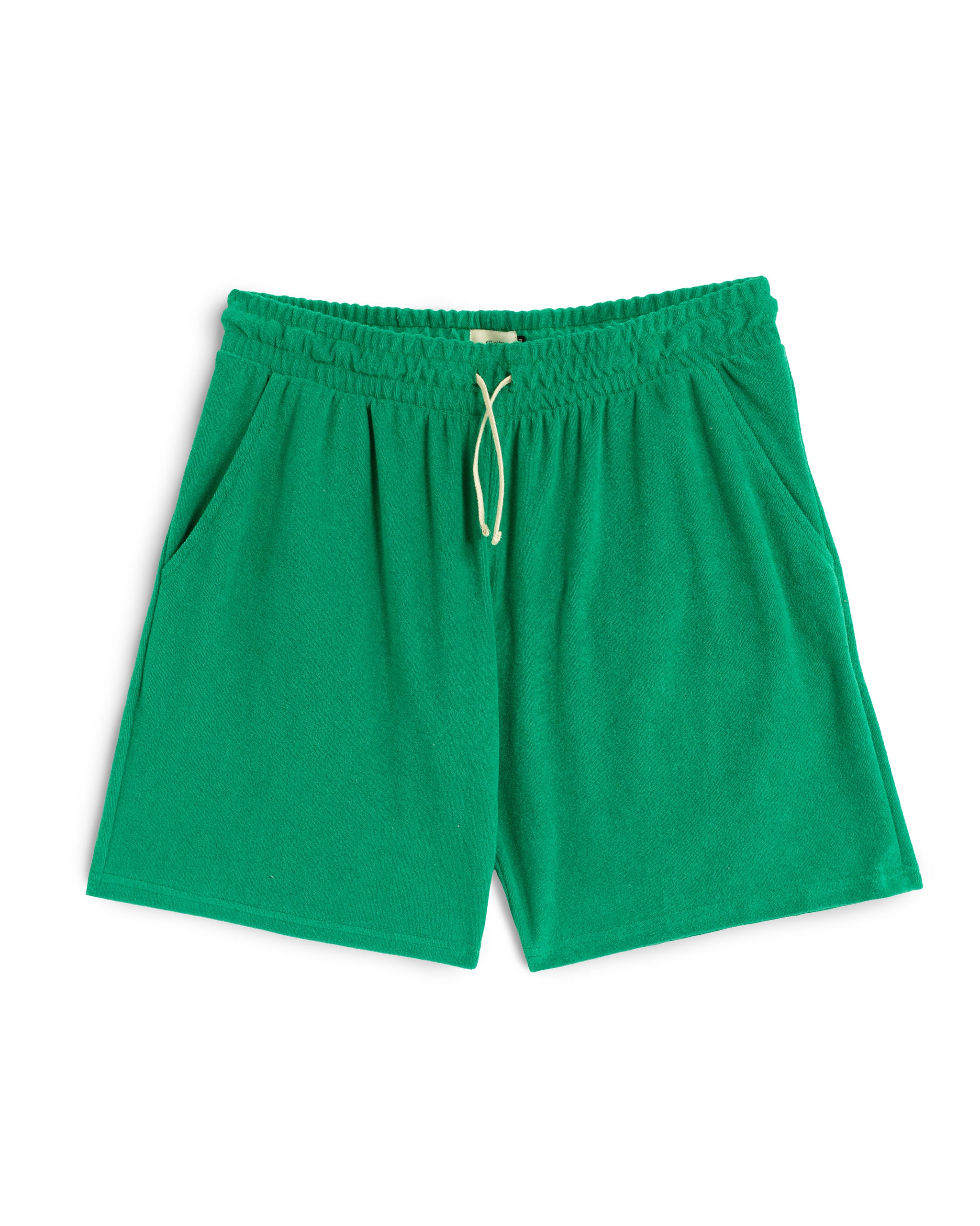Bather men's green towel terry drawstring shorts