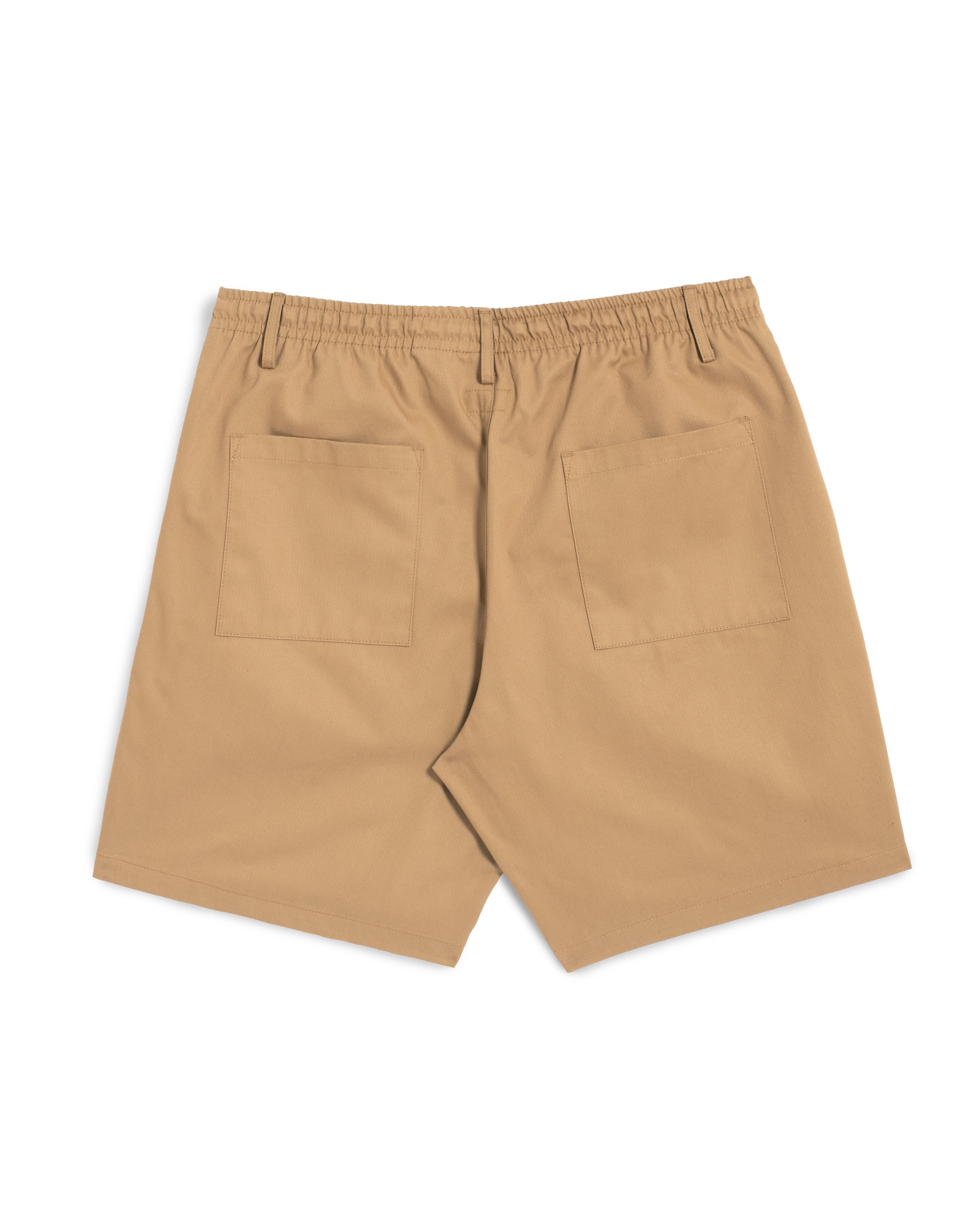 Back view of Bather men's khaki herringbone leisure shorts on a white background