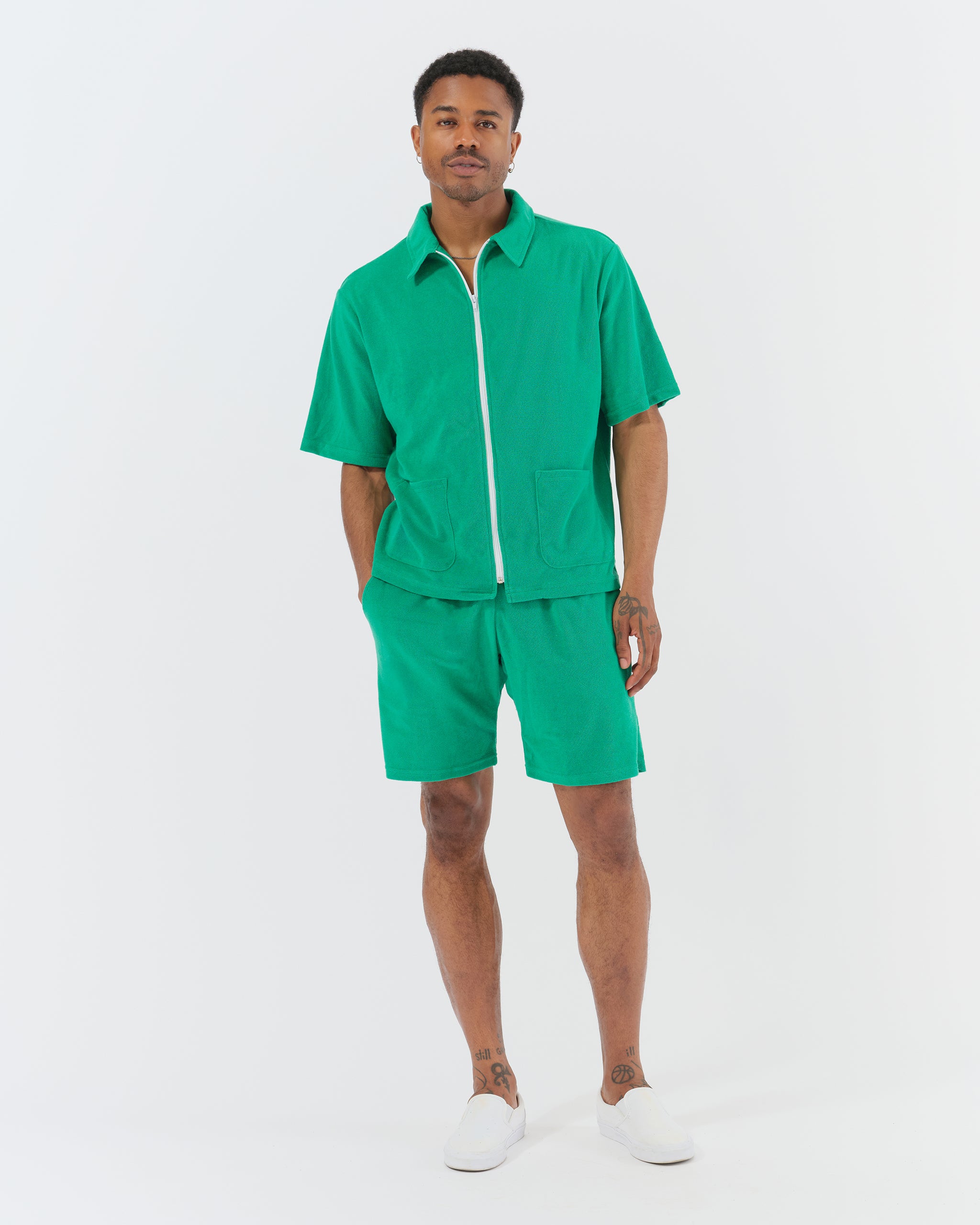 Bather | Lawn Terry Zip Polo |