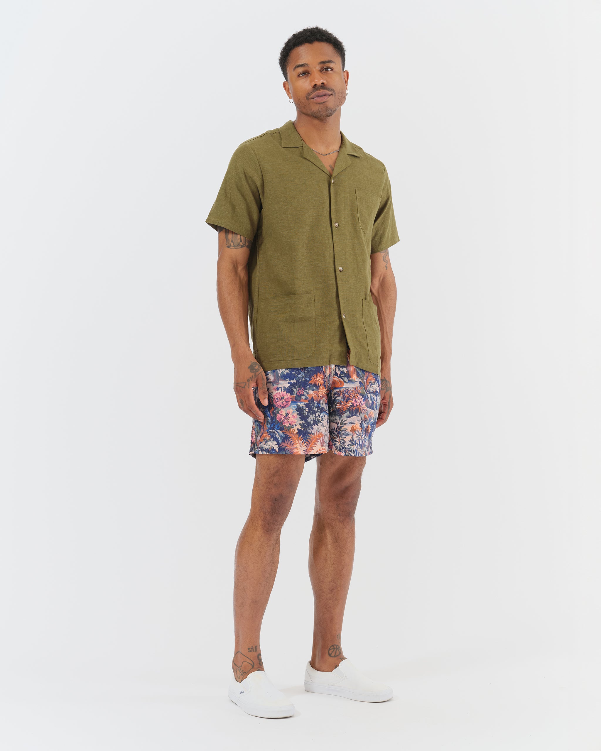 Olive Linen Traveler Shirt