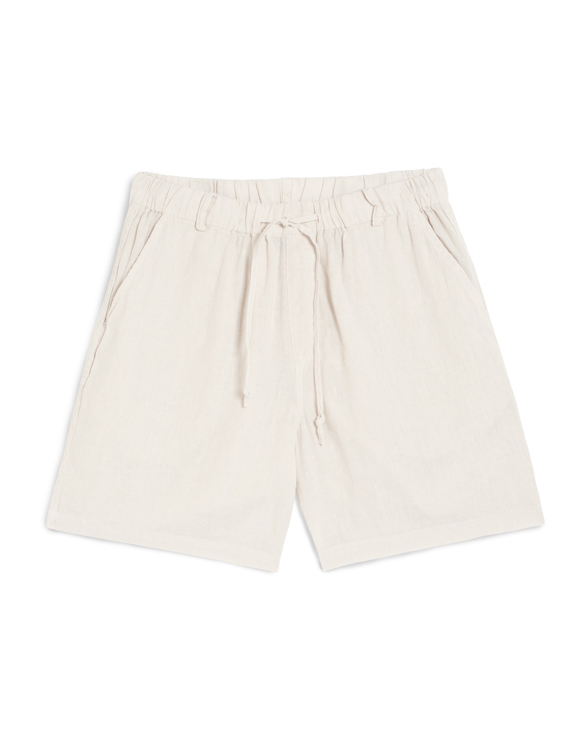 Bather men's off-white linen drawstring shorts on a white background