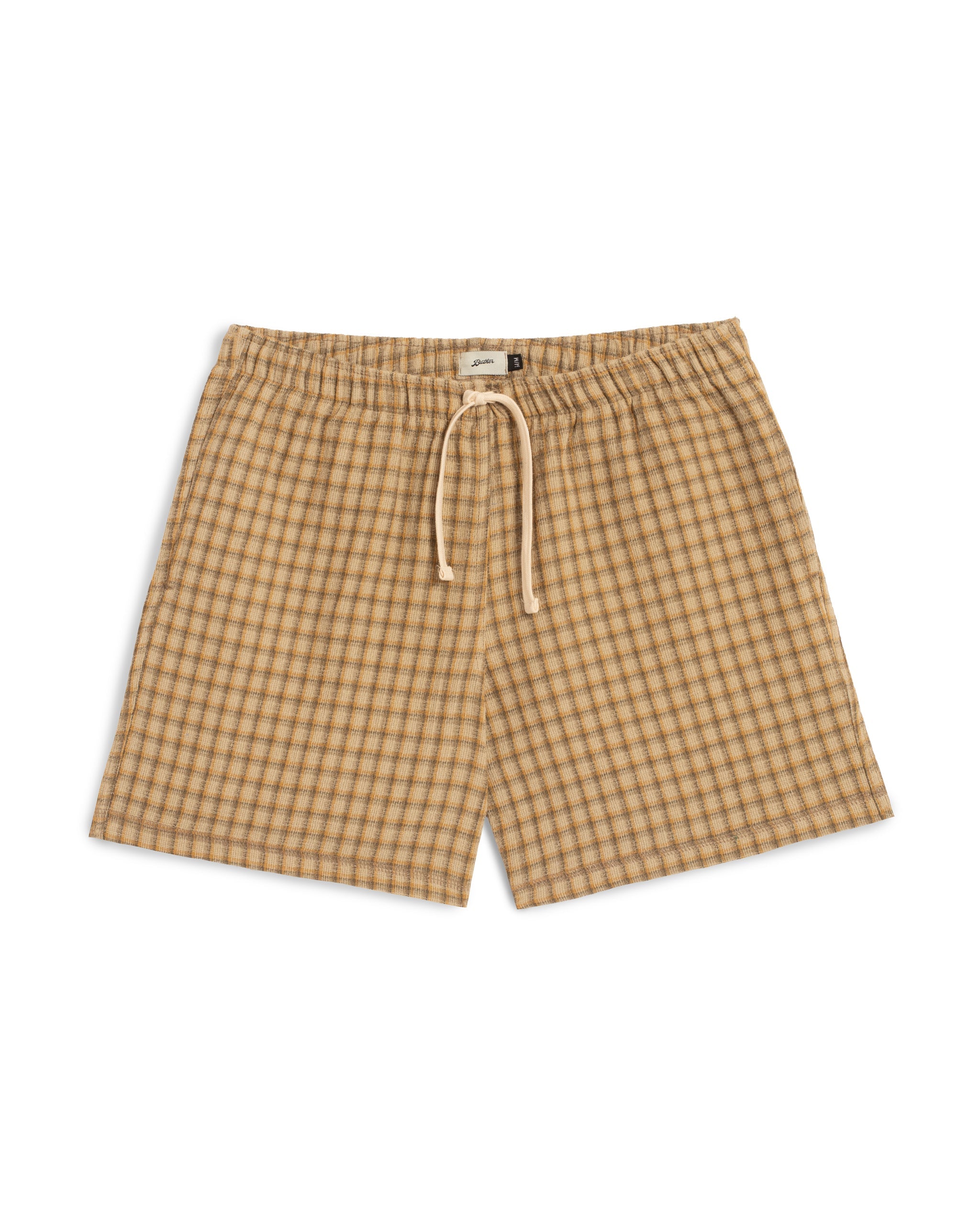 Bather men's beige plaid drawstring shorts on a white background