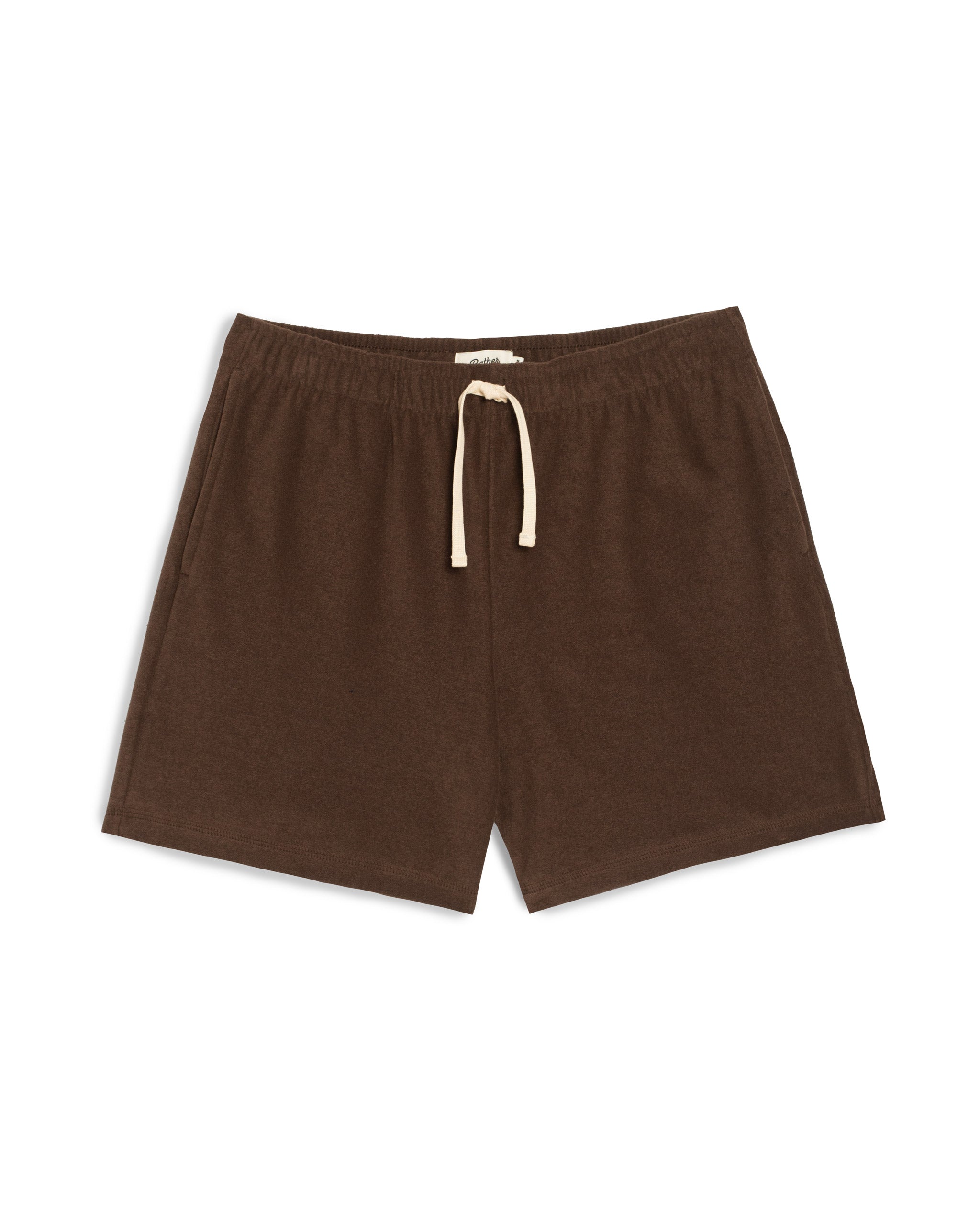 Bather dark brown towel terry shorts on a white background