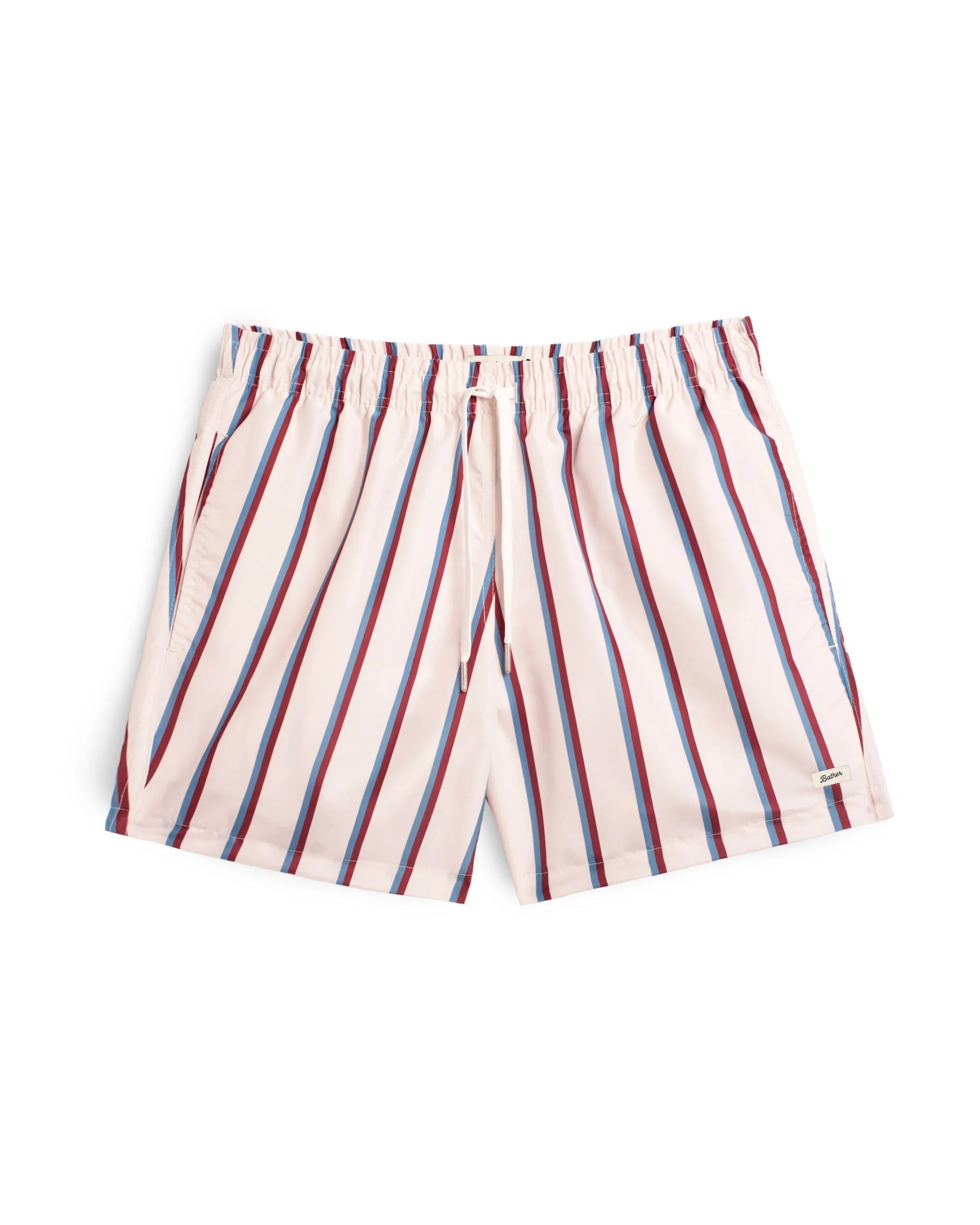 Red & Blue Fine Stripe Swim Trunk