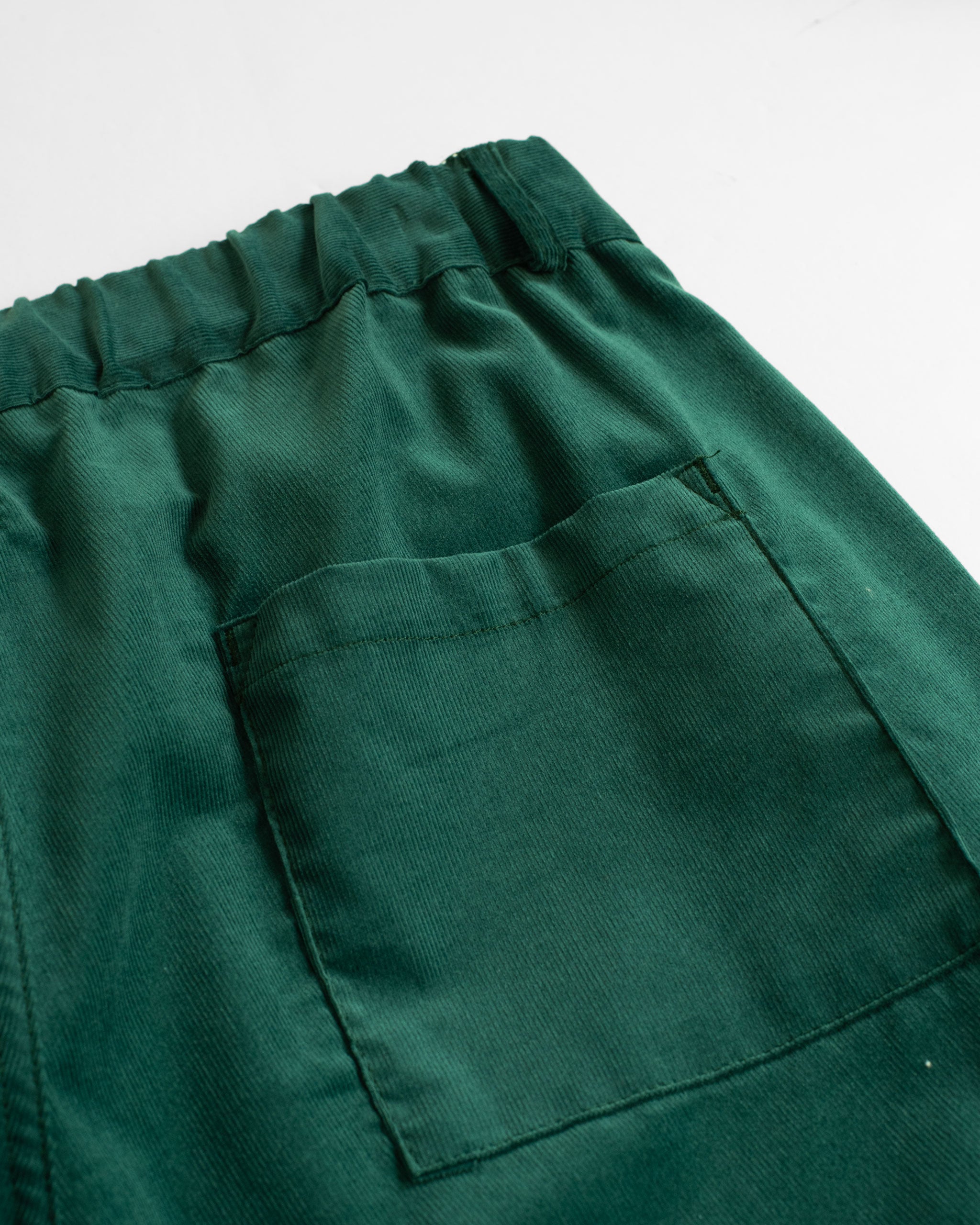 Back Pocket shot of Forest Green Solid Corduroy Leisure Shorts