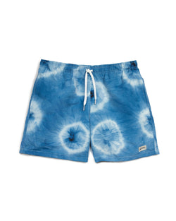 blue Bather swim trunk with shibori dye pattern