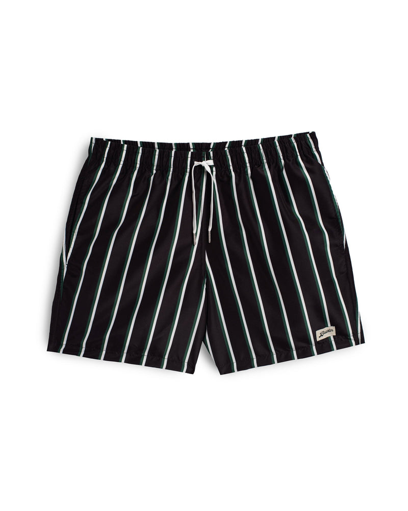 black Bather swim trunk with green and white stripes