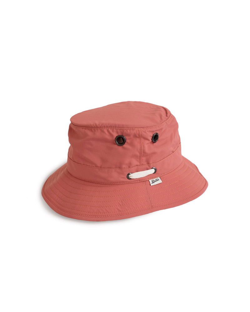 mauve Bather bucket hat with tuckaway wind cord