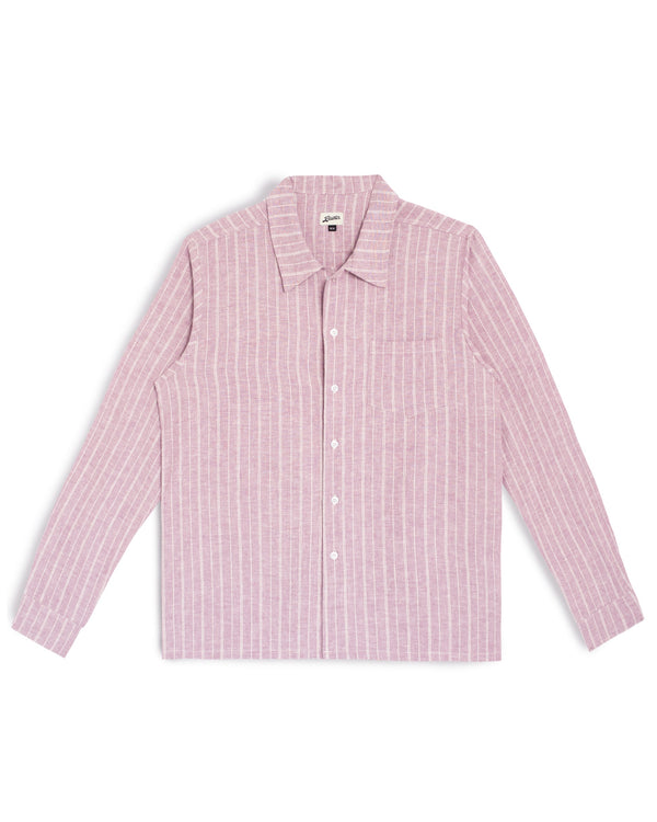 Light purple Bather long sleeve button up with beige stripes