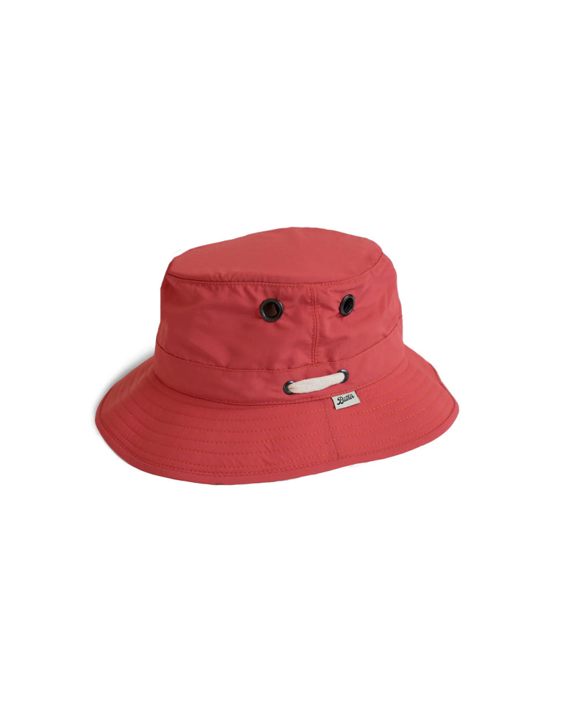 red Bather bucket hat with tuckaway wind cord