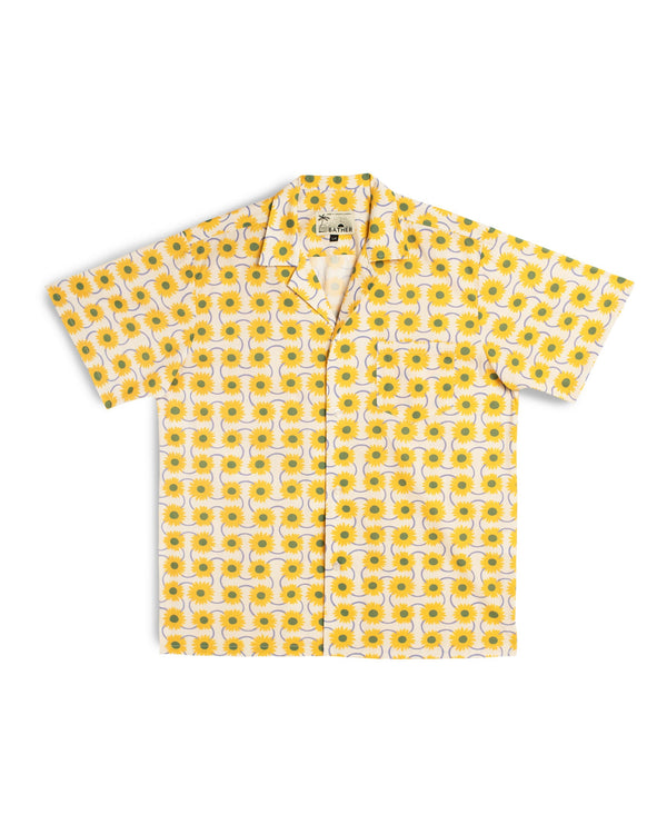 Chemise de camp à fleurs radiales jaune