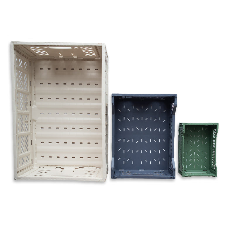 Mini Midi and Maxi plastic storage crates sold on Bather