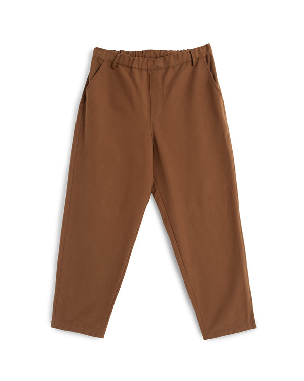 brown Bather trousers with hidden elastic waistband and belt loops
