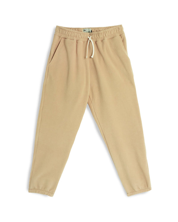 light yellow Bather fleece sweatpants with white drawstring and elastic waist and bottom 