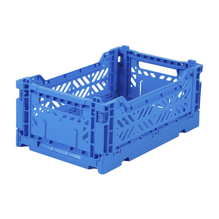 Blue plastic storage crate